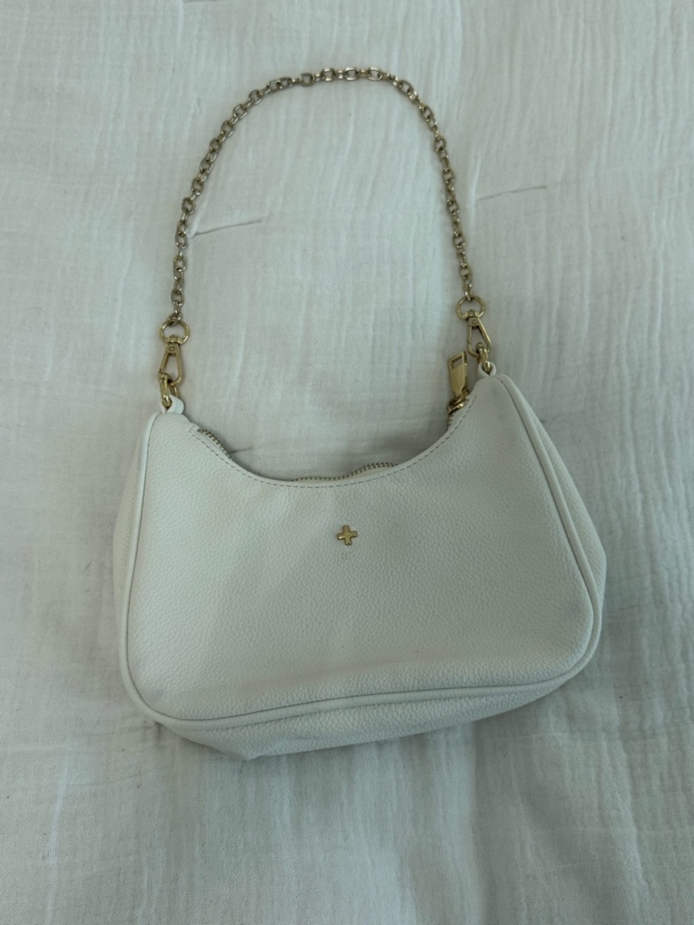 Princess Polly White Pebbled Crossbody with Gold Chain